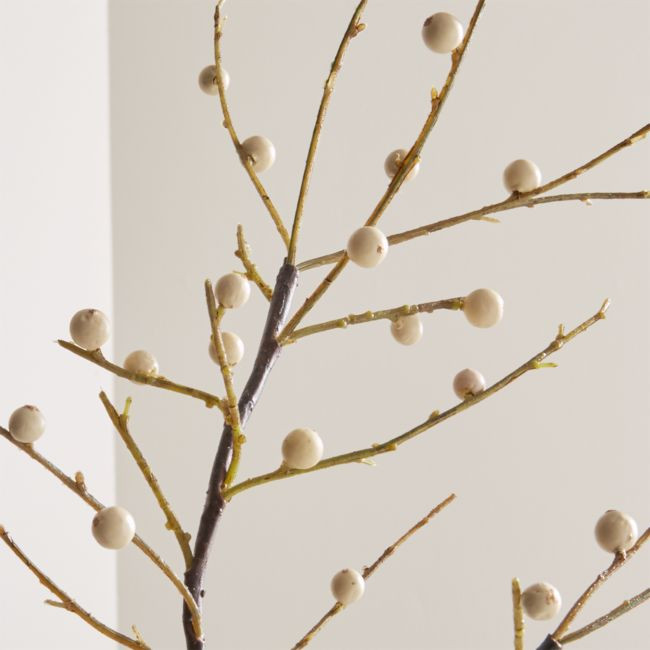 Artificial Ilex White Berry Stem Branch | Crate & Barrel