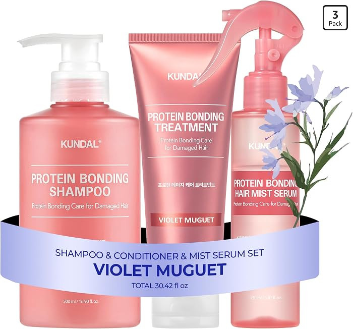 KUNDAL Protein Bonding Violet Muguet Shampoo & Conditioner + Hair Mist Serum Set – Damage Repair & Heat Protection Bundle | Amazon (US)