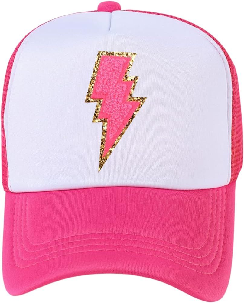 Lightning Bolt Hat Glitter Lightning Trucker Hats Women Cute Trendy Snapback Preppy Hat 80s Retro... | Amazon (US)