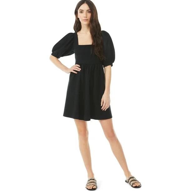 Scoop Women's Babydoll Dress with Puff Sleeves | Walmart (US)