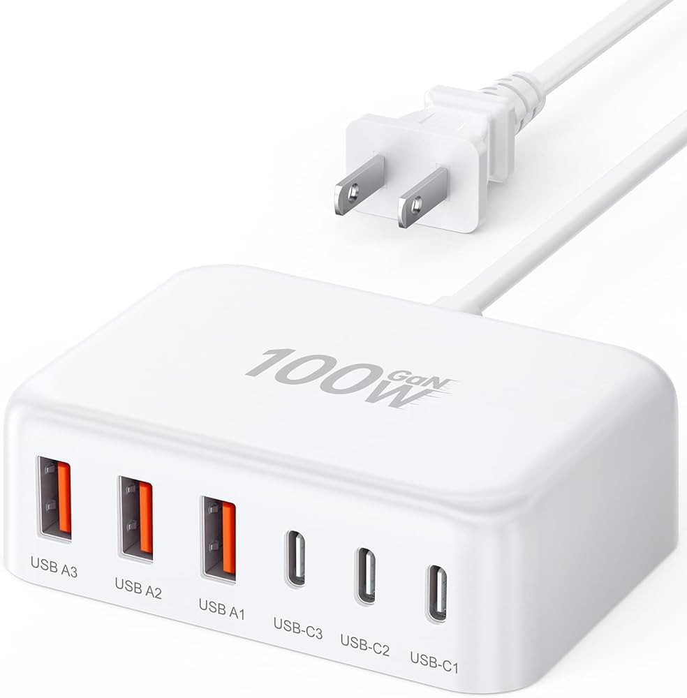 USB C Fast Charger 100W GaN 6 Port Type USB C Charging Station Hub Block USB C Wall Charger Power... | Amazon (US)