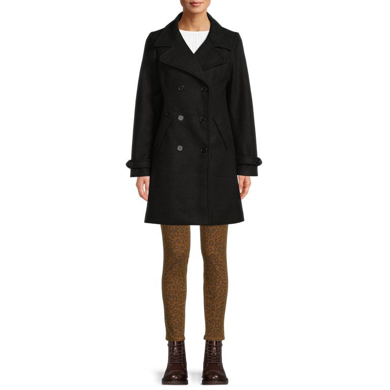 Time and Tru Women's and Plus Double Breasted Coat | Walmart (US)
