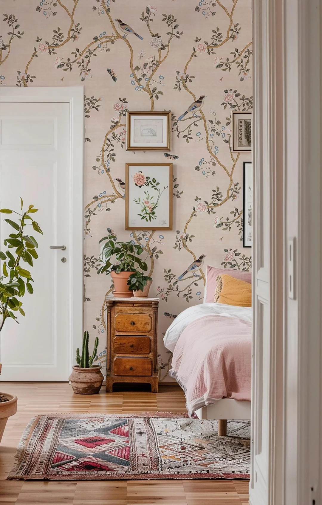 Avignon Chinoiserie | Blush | Peel 'n Stick or PrePasted Wallpaper Removable • Tissue Pink • ... | Etsy (US)