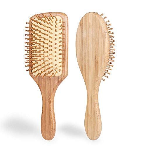 Hair Brush - ELVASEN 2 Pack Natural Wood Paddle Brush Detangling Scalp Bamboo Massage Hair Comb -... | Amazon (US)
