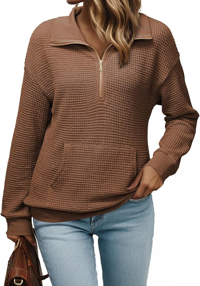 Dokotoo Womens Oversized Sweatshirts Quarter Zip Pullover Women 2025 Fall Fashion Long Sleeve Top... | Amazon (US)