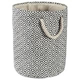DII Geo Diamond Woven Paper Laundry Hamper or Storage Bin, Large Round, Black | Amazon (US)