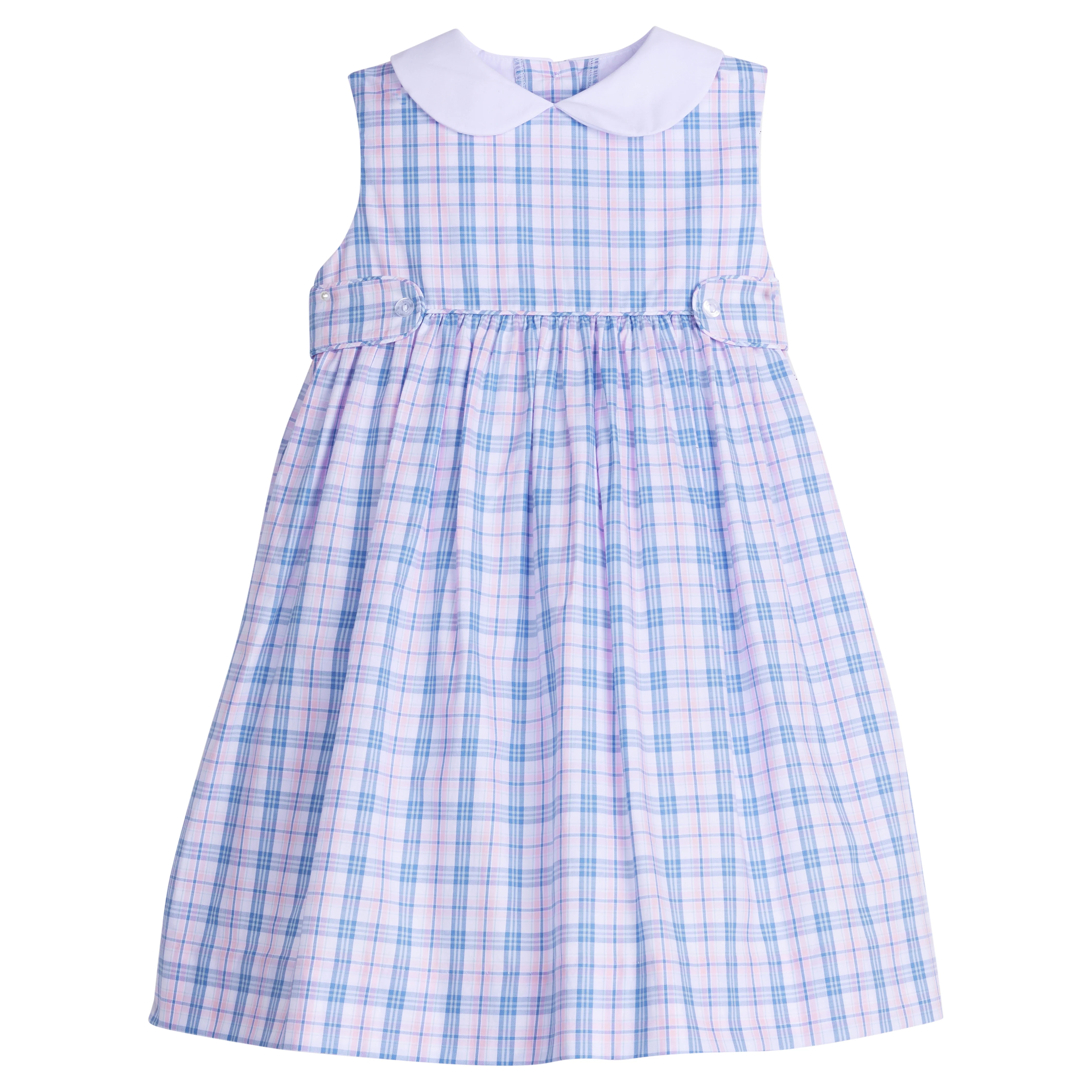 Girls Button Tab Nantucket Dress in Albany Plaid | Little English