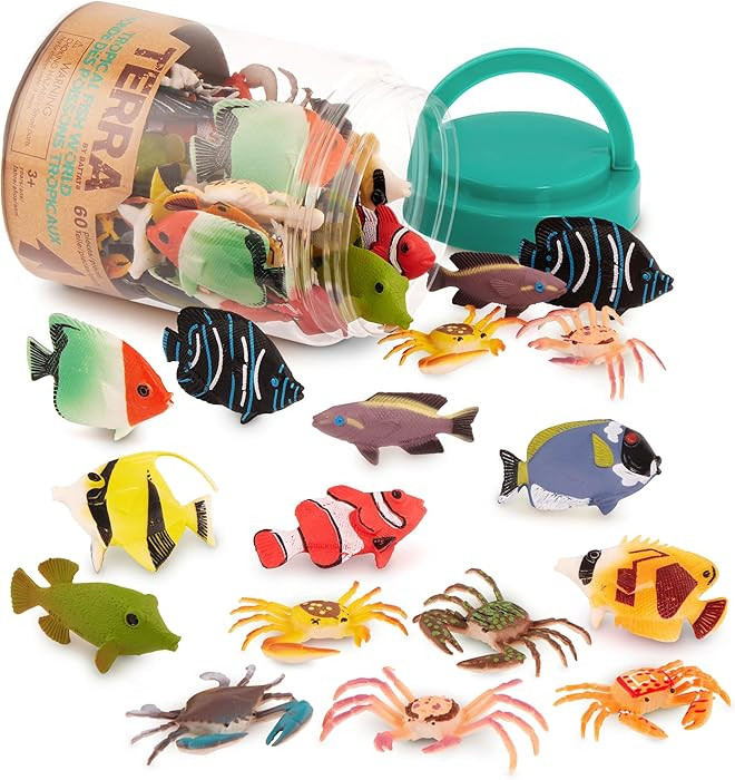 Terra by Battat \u2013 60pcs Tropical Fish & Crab Toys \u2013 Mini Plastic Ocean Animal Figurines... | Amazon (US)