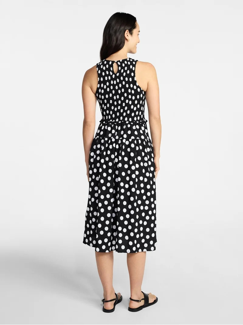 Time and Tru Women's Tiered Skirt Ruffle Smocked Midi Dress, Sizes XS-4X | Walmart (US)