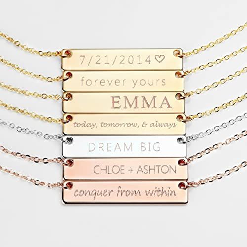 Personalized Necklace Silver Name Plate Bar Gold Necklace Custom Silver Necklace Graduation Gift ... | Amazon (US)