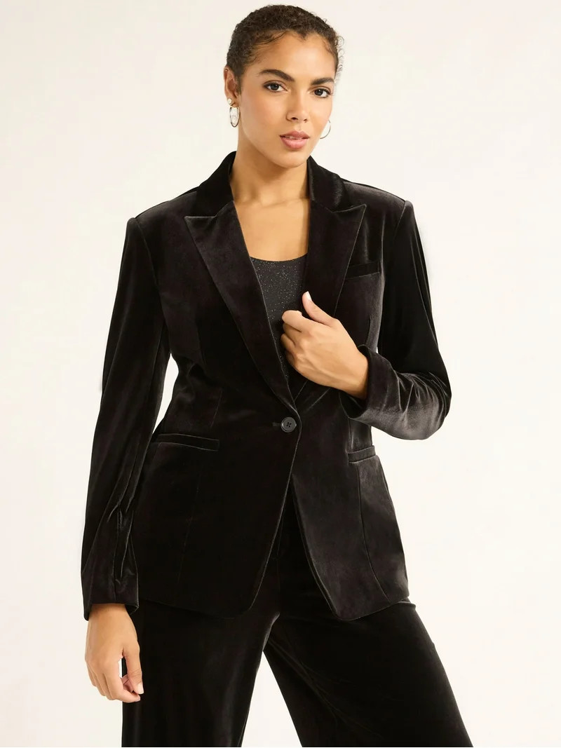 Sofia by Sofia Vergara Women's and Women's Plus Size Single Breasted Velvet Blazer, Sizes XS-4X | Walmart (US)