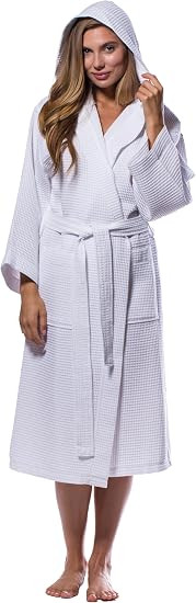 Turquaz Lightweight Waffle Knit Kimono Bathrobe - Soft Cotton Blend Spa Robe, Fast-Drying Full-Le... | Amazon (US)