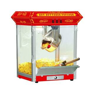Funtime 8 oz. Red Countertop Hot Oil Popcorn Machine with Measuring Cup, Measuring Spoon, Popcorn Sc | The Home Depot
