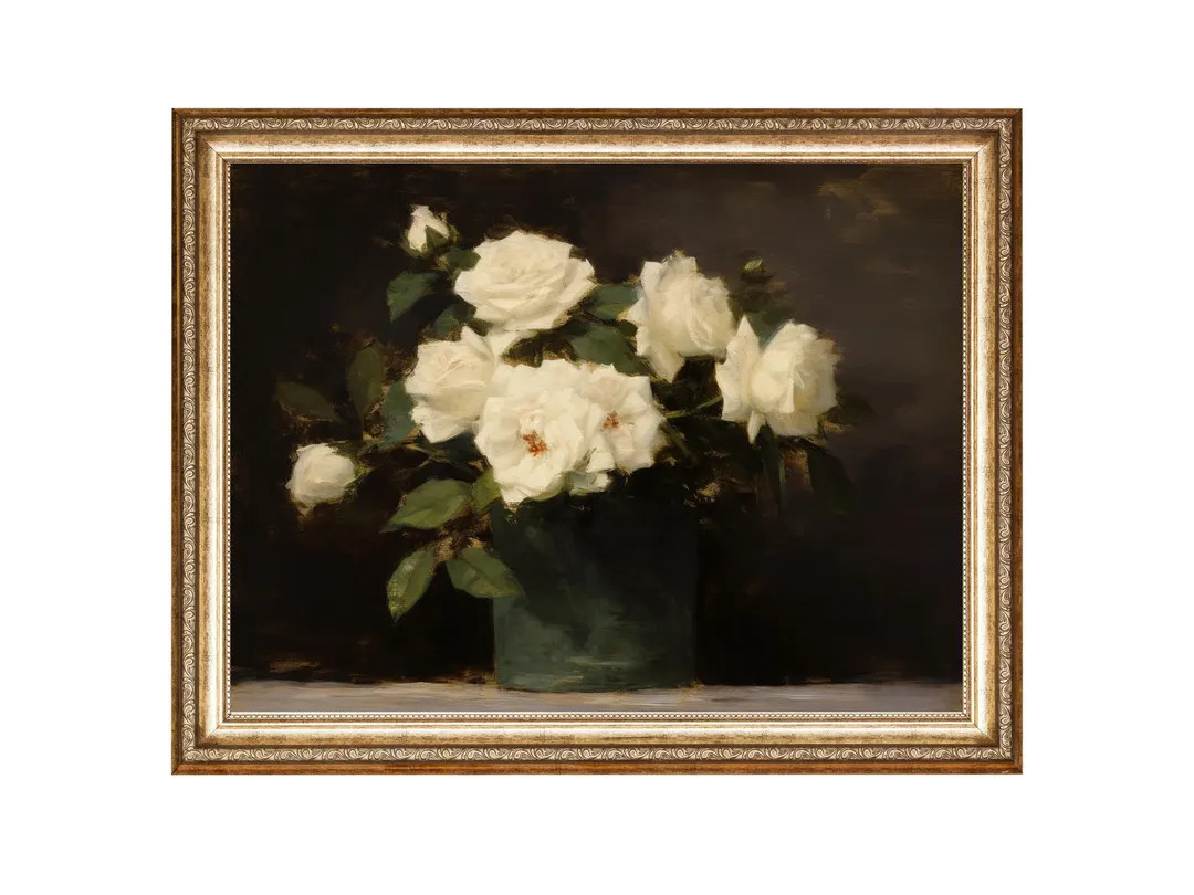 Vintage Roses Still Life Painting, Floral Wall Art (Digital Download) | Etsy (US)