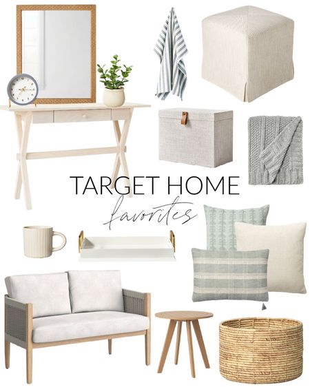 Some of my current favorites from Target Home with several new releases from Studio McGee and Hearth & Hand! So many great items including a console table, small tabletop clock, small faux succulent, an upholstered slipcover pouf, a fabric file box, a knit throw blanket and a striped kitchen towel.  Additional items include several styles of decorative throw pillows, a patio loveseat, a white metal tray, a stoneware mug, a round bistro table and a large coiled basekt.  Hurry as these new releases will sell fast!  

target new releases, Fall décor, spring decor, summer decor, fall studio mcgee, fall target, spring target, simple decor, coastal decorating, beach style, targetfanatic, targetdoesitagain, target home, studiomcgee, studio mcgee new release, target lamp, target under 50, studiomcgee threshold, hearth and hand, hearth & hand home, magnolia target, hearth and hand new release, target faux plants, target under 25, magnolia home decorative vase, decorative pillows, target threshold, target is my favorite, target wall decor, lynwood upholstered cube, target furniture, target pillows, studio mcgee target, target finds, target chairs, target home, living room decor, coastal design, coastal inspiration #ltkfamily 

#LTKSeasonal #LTKstyletip #LTKunder50 #LTKunder100 #LTKhome #LTKsalealert #LTKFind #LTKsalealert #LTKhome #LTKunder100