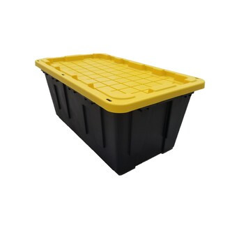 Project Source  Commander X-large 40-Gallons (160-Quart) Black/Yellow Heavy Duty Tote with Stand... | Lowe's