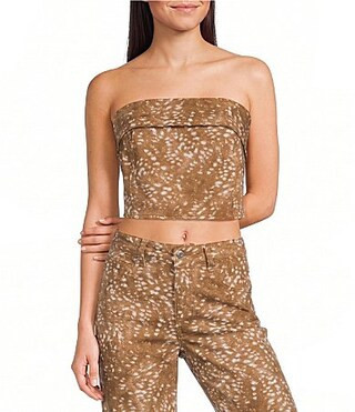 GB Printed Denim Deer Print Corset Coordinating Tube Top -  S | Dillard's