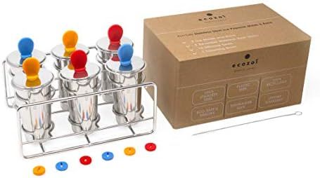 ecozoi Stainless Steel Popsicle Molds and Rack - 6 Round Ice Pop Makers + 6 Reusable Steel Sticks +  | Amazon (US)