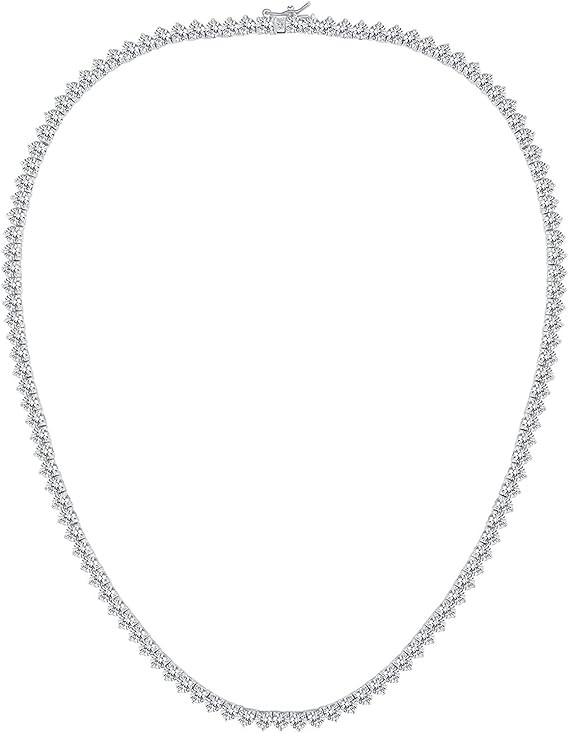 GMESME 18K White Gold Plated Cubic Zirconia Classic Tennis Necklace | Amazon (US)