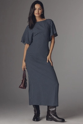 Reformation Maeve Crepe Flutter Sleeve Midi Dress | Anthropologie (US)