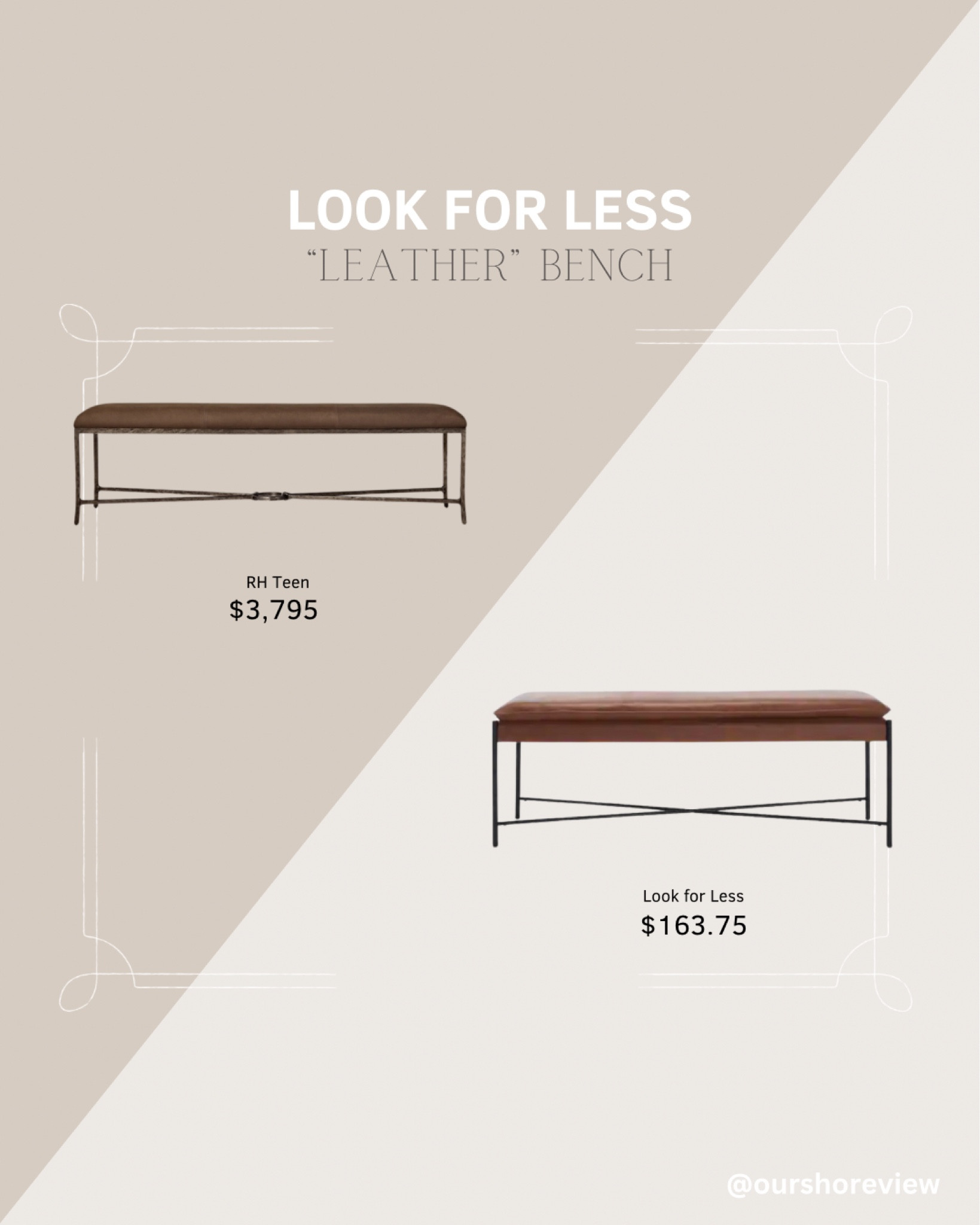 Check out this Look4Less find! ✨ This upholstered bench is perfect for adding a touch of style to any boy’s or teen’s bedroom. The splurge option is a stunning real leather bench from RH Teen, but it comes with a hefty price tag. The save option is a faux leather bench in a simila style, and you can save thousands! I think this bench would look incredibly cool at the end of a boy’s bed, giving the room a sophisticated yet sportslike vibe.



RH look for less, Restoration Hardware look alikee

#LookForLess #HomeDecor #BudgetFinds #TeenRoom #BoysRoomDecor

#LTKSaleAlert #LTKHome #LTKStyleTip