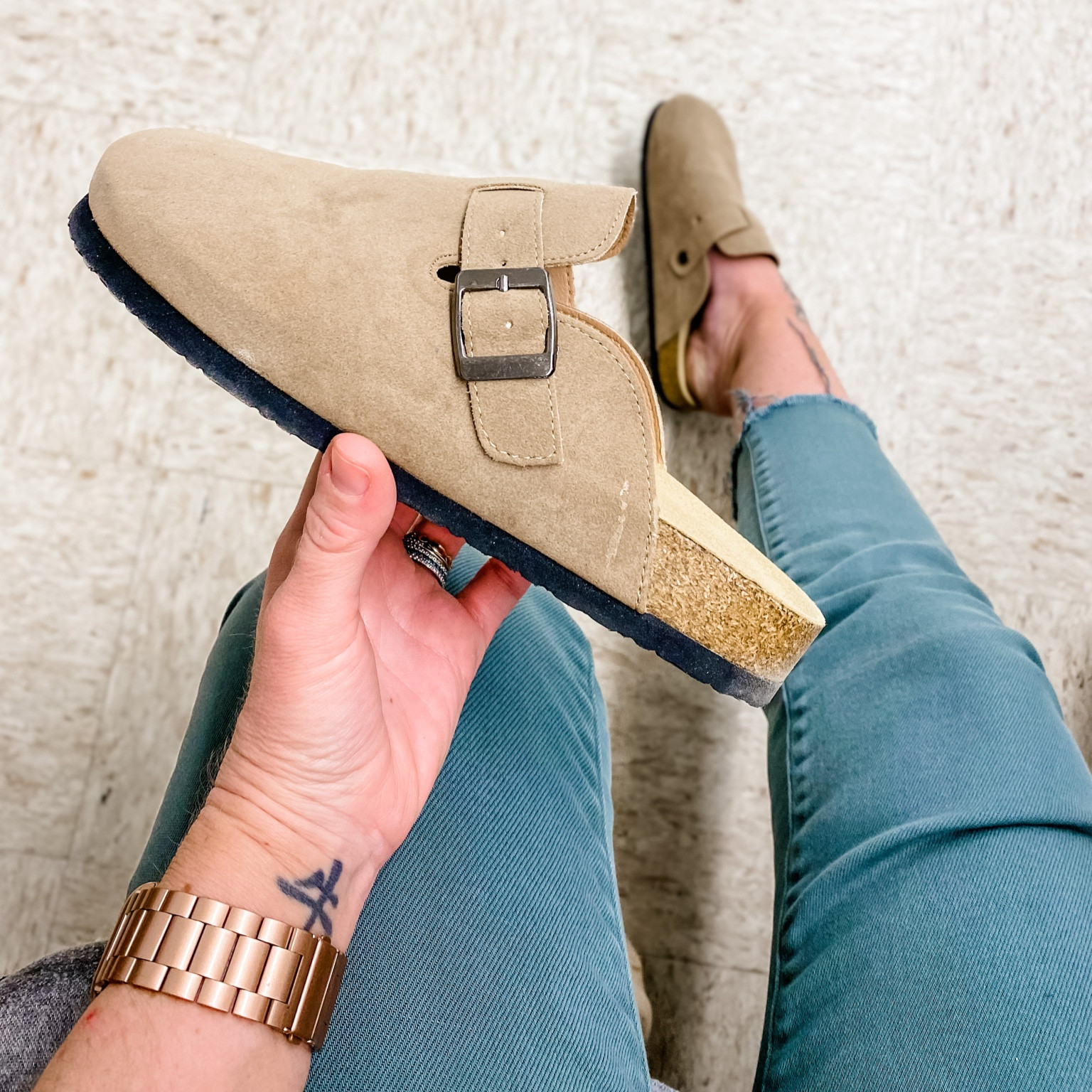 Suede clogs. Birkenstocks. Look for less. Watch band  

#LTKunder50 #LTKstyletip #LTKFind