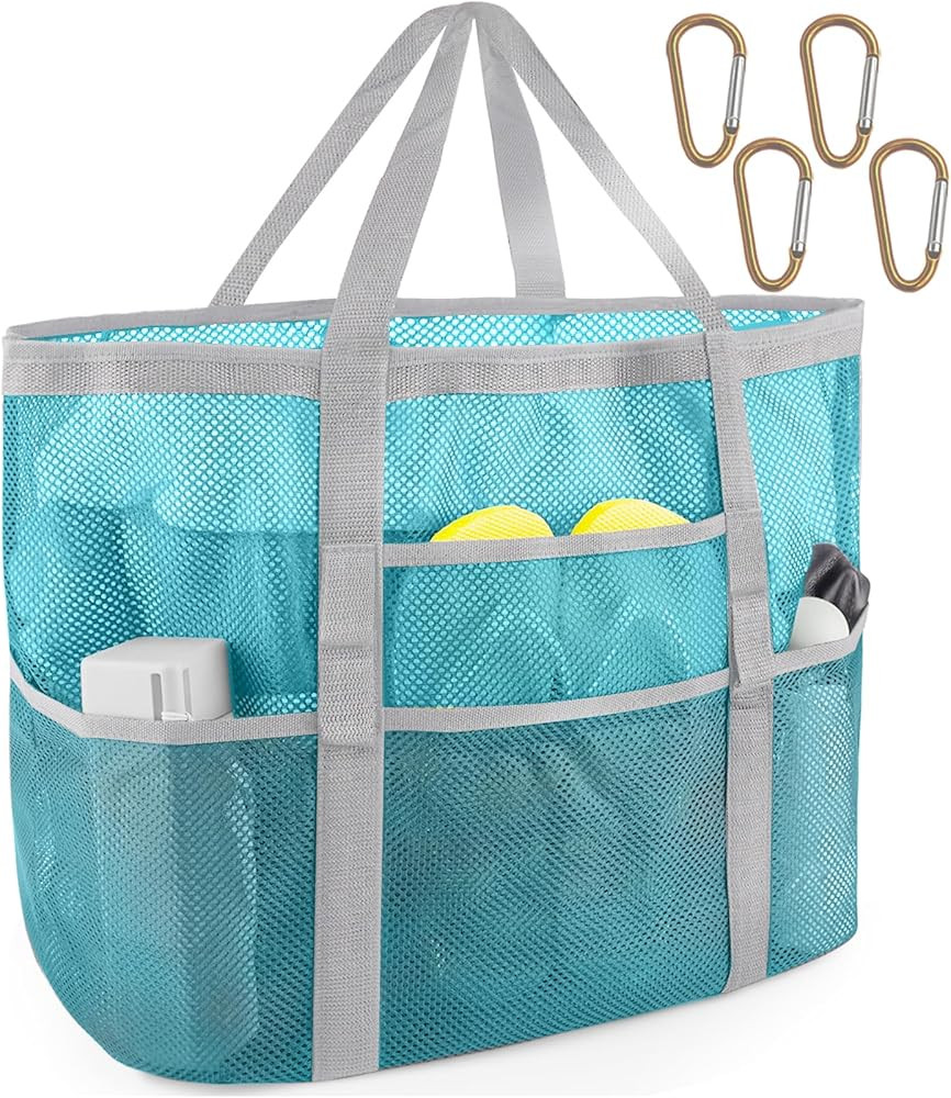 SRISE Mesh Beach Bag - Large Beach Tote Bag for Family Beach Bag for Toys & Vacation Essentials | Amazon (US)