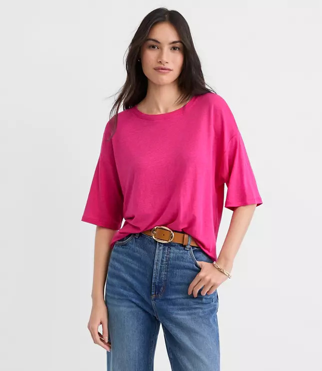 Linen Blend Modern Tee | LOFT