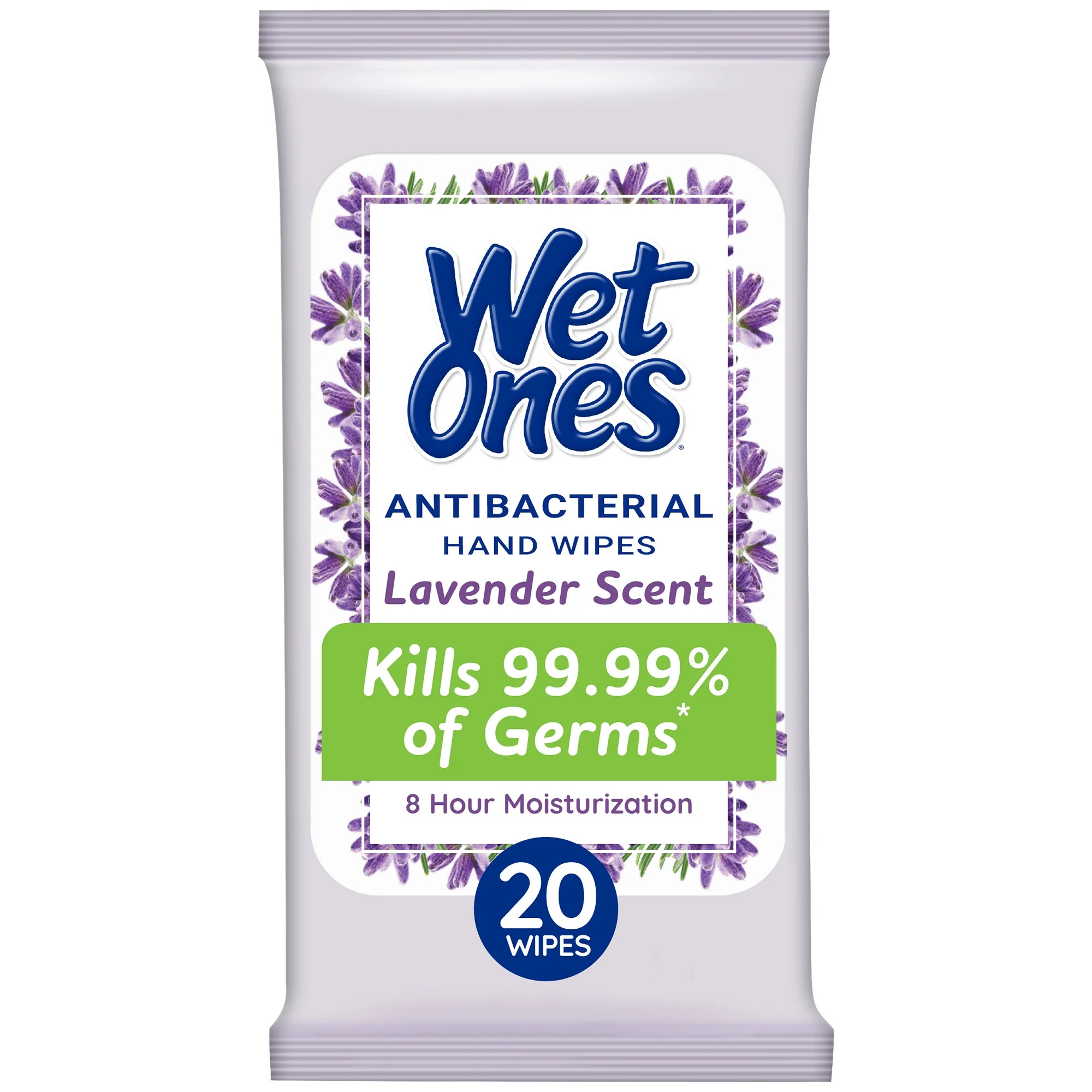 Wet Ones Antibacterial Hand Wipes, Lavender Floral Scent, 20 Ct Travel Pouch, 8 Hour Moisturizati... | Walmart (US)