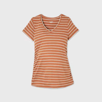 Short Sleeve V-Neck Side Shirred Maternity T-Shirt - Isabel Maternity by Ingrid & Isabel™ | Target