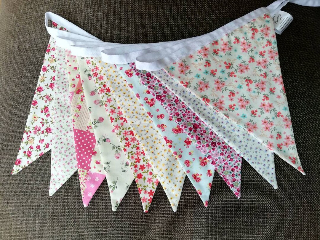 Dainty Mixed Florals Fabric Bunting, Shabby Chic Style, Wedding Decor, Vintage Style Bunting - Et... | Etsy (US)