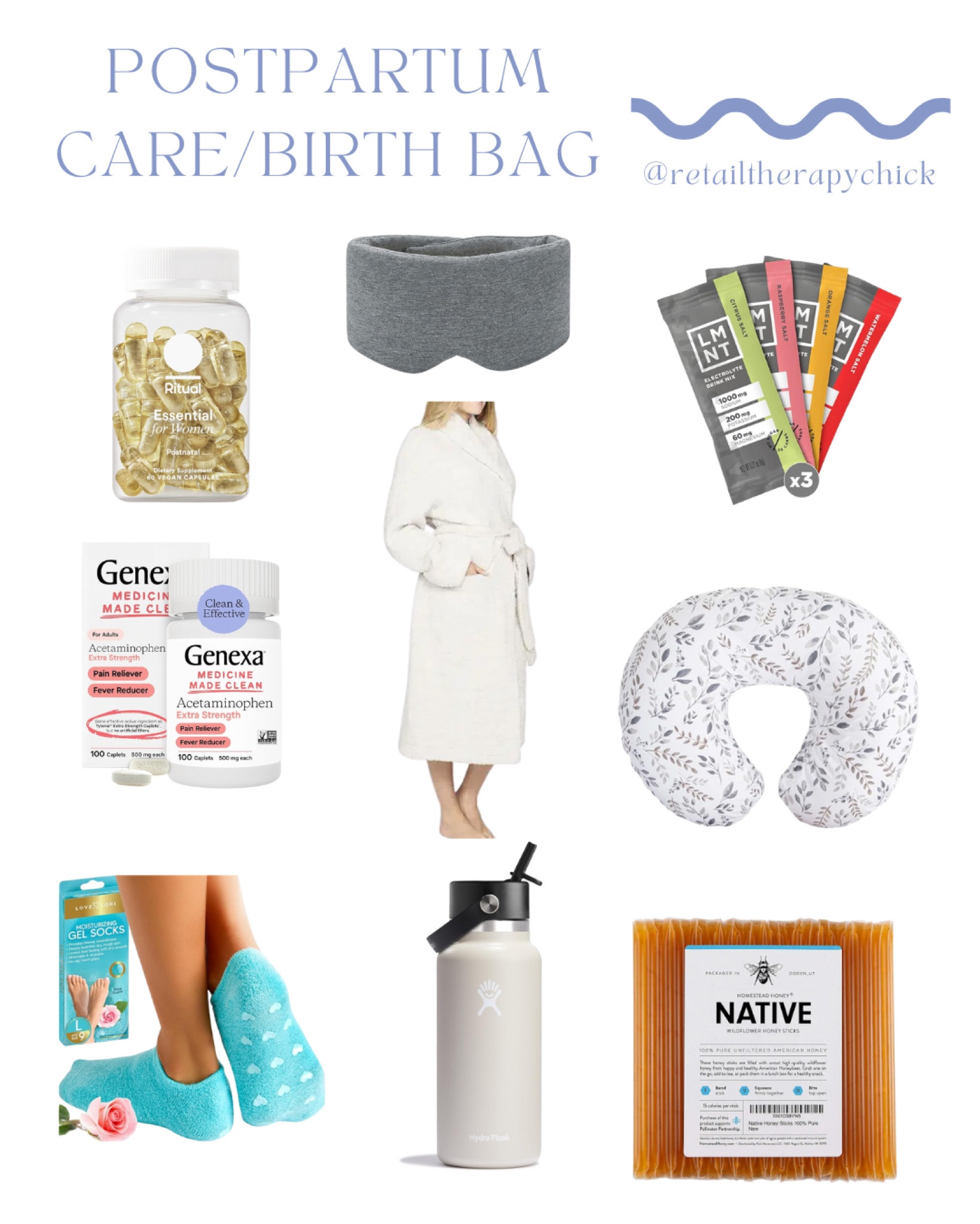 These are hands down my favorite hospital and postpartum items! 

The honey sticks saved me during labor since they didn’t want me to eat. 

This Barefoot dreams robe was the best thing I brought. It acted as a blanket as well. Bring your down pillow too. 

The hospital socks were too big for me so I’m glad I brought soft aloe grip socks. Bring slippers too. 

I suggest bringing the nursing pillow as well, it is also helpful for guests to use while holding the baby. 

Genexa is also amazing instead of taking meds with dirty ingredients. 

Last but not least, the EYE MASK. This saved me!!! All the nurses said this was the smartest thing to bring. 

#postpartumcare
#postpartum
#birthbag
#hospitalbag
#firsttimemom
#newborn

#LTKbump #LTKbaby