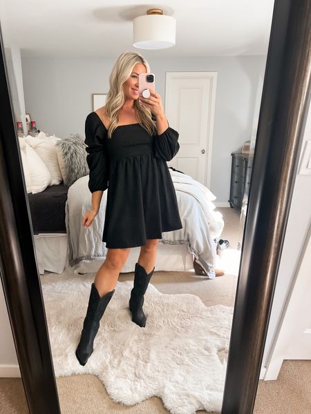 Amazon dress with cowboy boots for the win! I sized up in this dress for the length. Lots of colors and patterns. Boots are tts and such a cute western style 
Fall outfit 

#LTKstyletip #LTKfindsunder50 #LTKmidsize