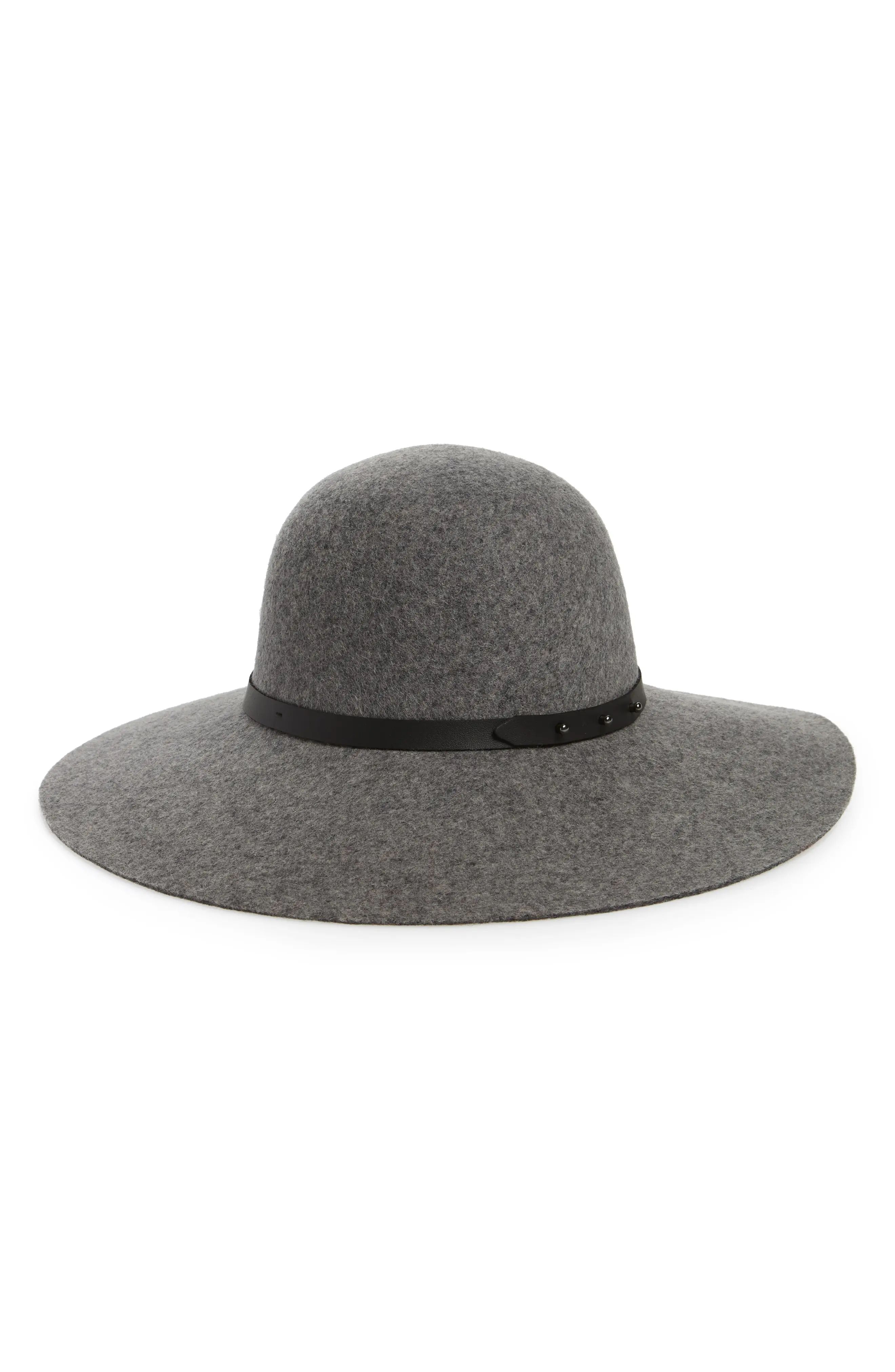 Women's Halogen Refined Wide Brim Wool Floppy Hat - Grey | Nordstrom
