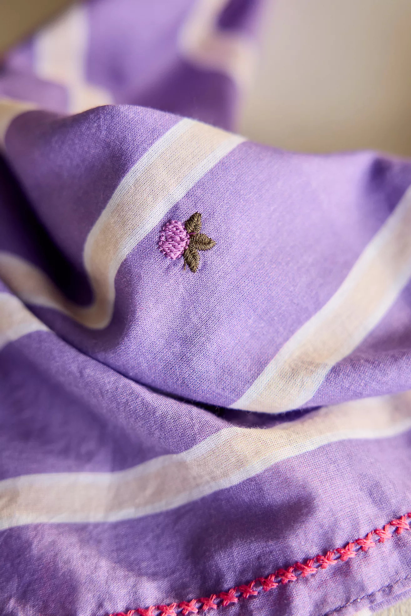 Embroidered Floral Stripe Cotton Bandana | Anthropologie (US)