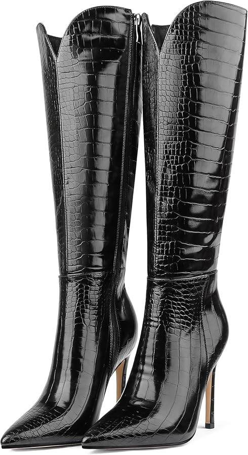 MERUMOTE Stiletto Knee High Boots Women Sexy Pointed Toe Zipper High Heels Boots | Amazon (US)