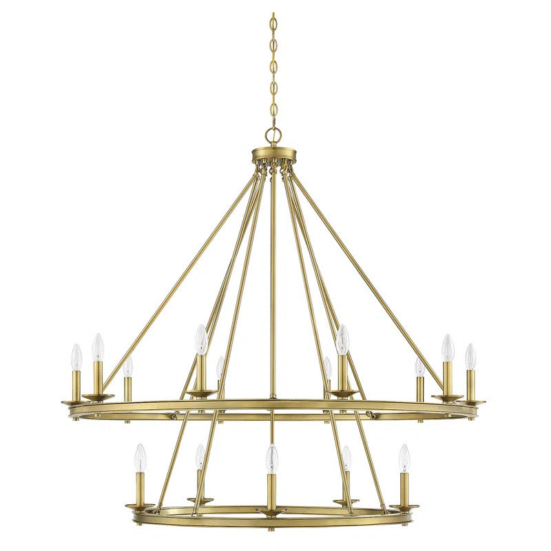 Poynor 15 - Light Candle Style Wagon Wheel Chandelier | Wayfair North America