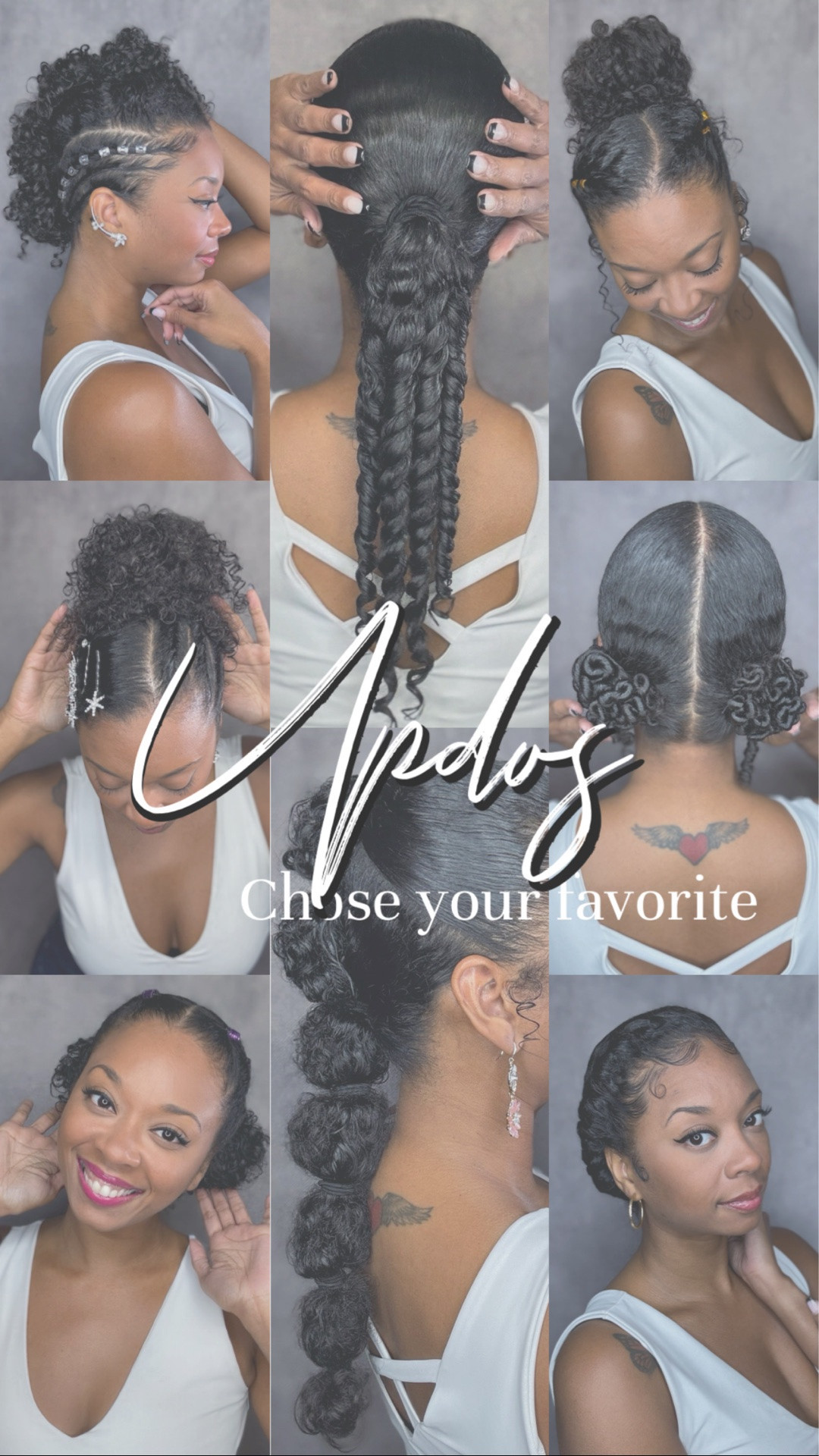 These updos made their debut in my first hairstyle series “Curly Hairstyles: 25 days, 25 ways”…but which one is your go-to? Or are you hoarding them all like me?😜

🪩Style 1: Curly Faux Hawk
🪩Style 2: High Bun
🪩Style 3: Twisted Ponytail
🪩Style 4: Flat Twist Updo
🪩Style 5: Twisty Low Buns
🪩Style 6: High Bun Accessorized
🪩Style 7: Pigtail Buns
🪩Style 8: Bubble Braid