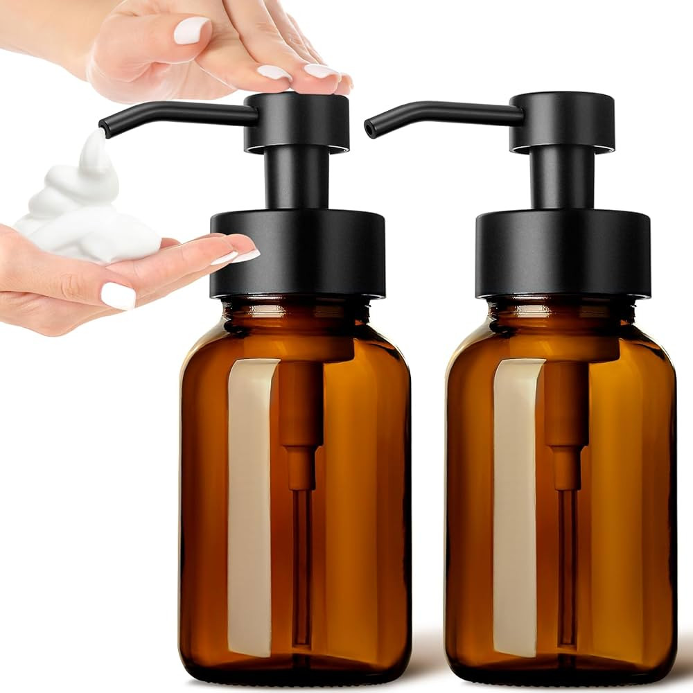 GMISUN Foaming Soap Dispenser, 8.5 Oz Amber Glass Foam Soap Dispenser for Bathroom & Kitchen, 2 P... | Amazon (US)