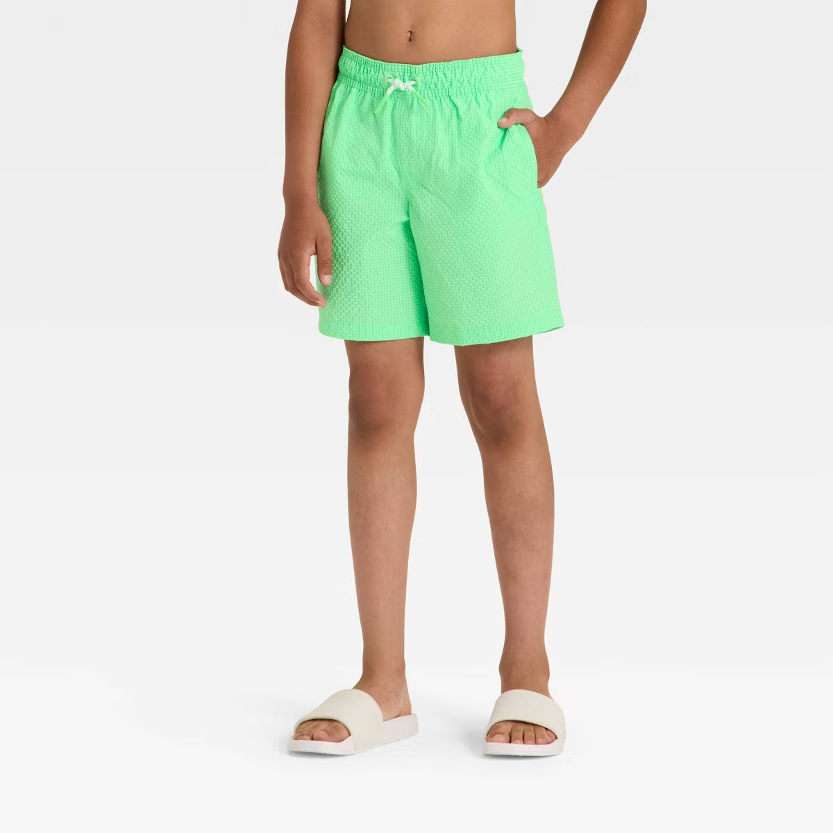 Boys' Solid Seersucker Trunks - Cat & Jack™ Green | Target