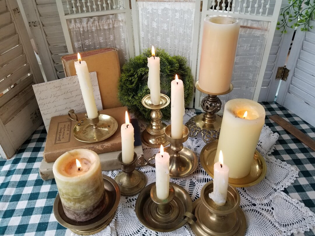 A Selection of 9 Rustic Brass Candlesticks. You Choose Which of These Rustic Brass Candlesticks L... | Etsy (US)