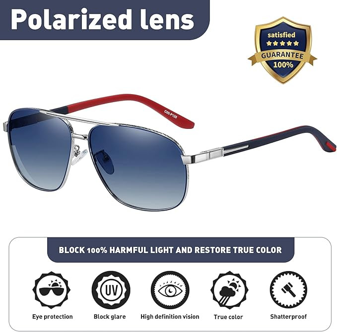 Trendy Polarized Aviator Sunglasses for Men Classic Sunglasses, UV400 Protection Mirror Lens, Fas... | Amazon (US)