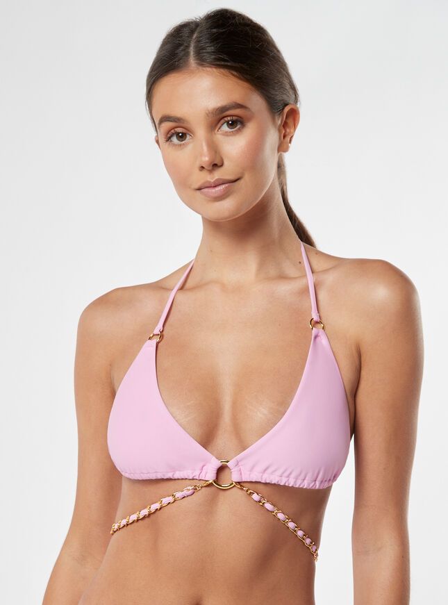 Miami chain triangle bikini top - Pink | Boux Avenue (UK)