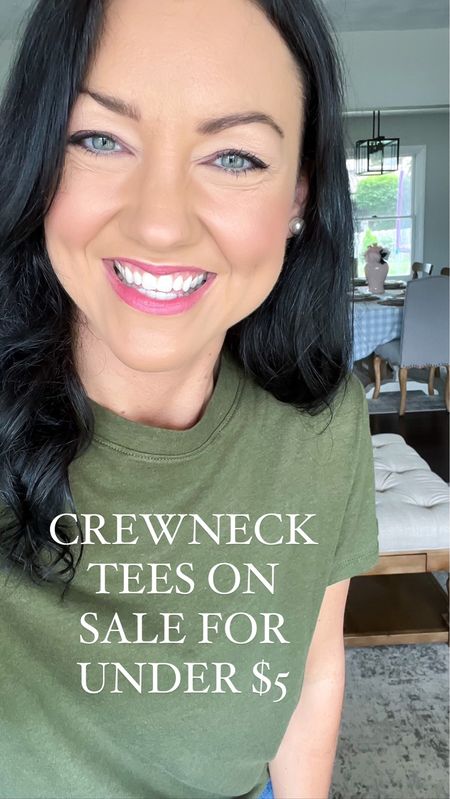 Crewneck tees on sale for under $5!! I have this Target top in 4 colors and wear them nonstop! Great year-round staple piece. Dress them up with jeans and a cardigan or pair with leggings or joggers and sneakers. Fits TTS, I wear a small. 

Target style, mom style, classic, affordable, sale alert, Labor Day sale, everyday basic, casual outfit, ootd #target #targetfind #sale #momstyle #fallfashion 

#LTKsalealert #LTKstyletip #LTKunder50