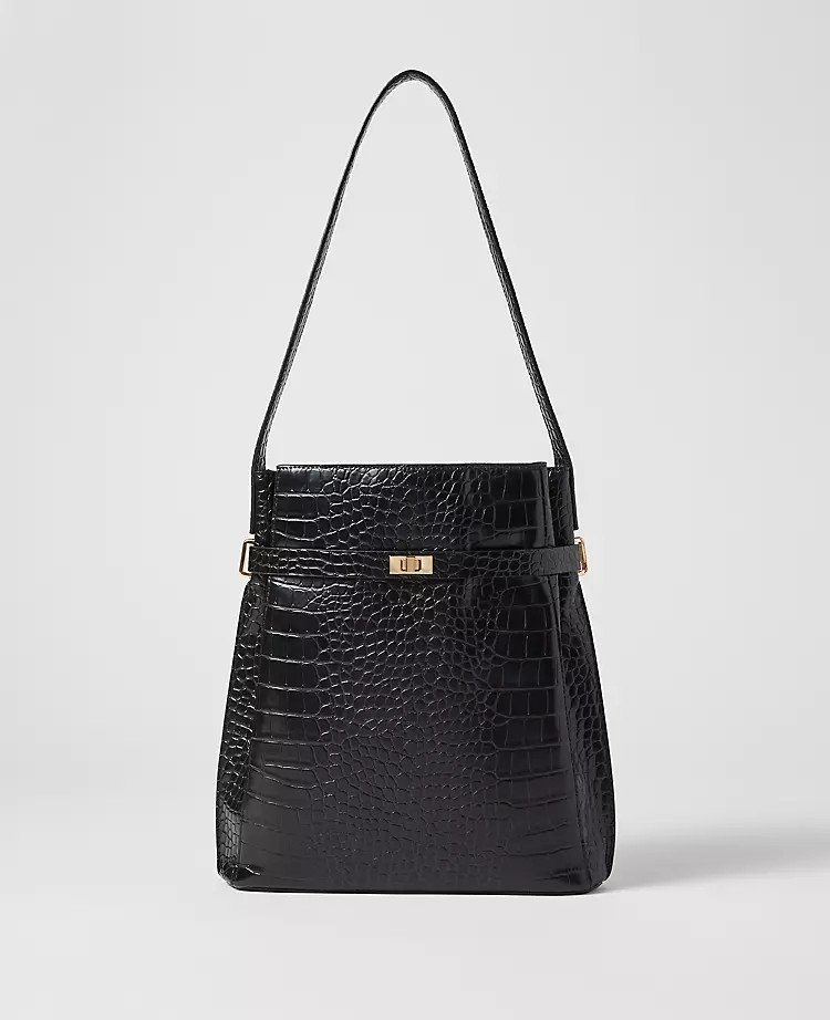 Croco Belted Bucket Bag | Ann Taylor