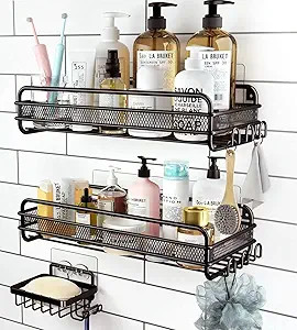 RelaxScene Shower Caddy Shelf - Self Adhesive 3-Pack Bathroom Shower Organizer Suction Storage wi... | Amazon (US)