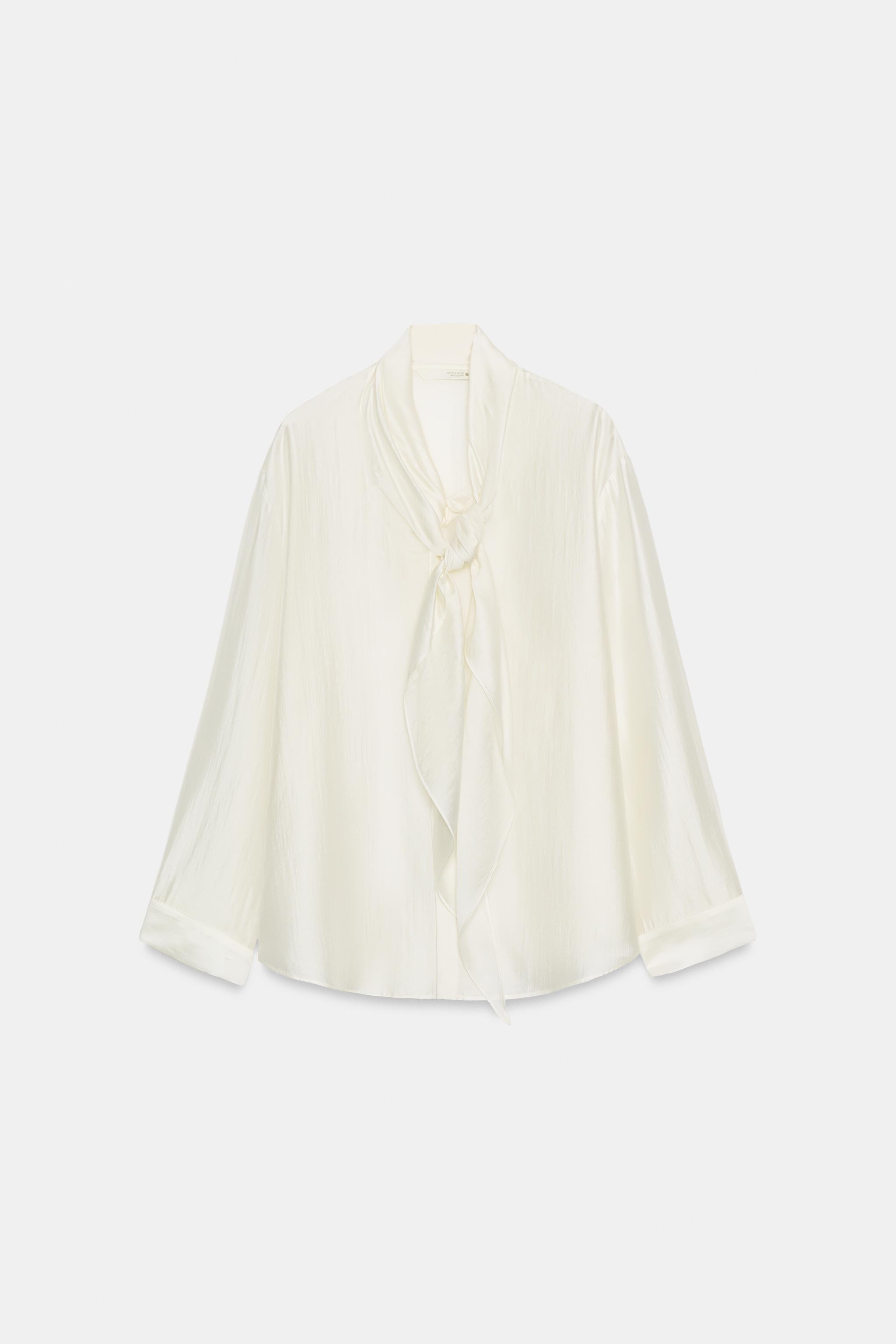 ZW COLLECTION SATIN SHIRT WITH TIES | Zara UK
