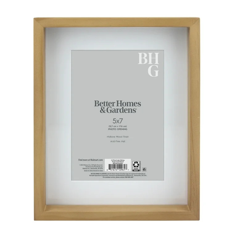 BHG 5 x 7 Wood Ledge Tabletop Picture Frame | Walmart (US)