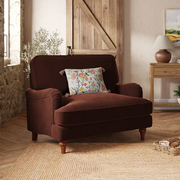 Beatrice II Velvet Snuggle Chair | Dunelm