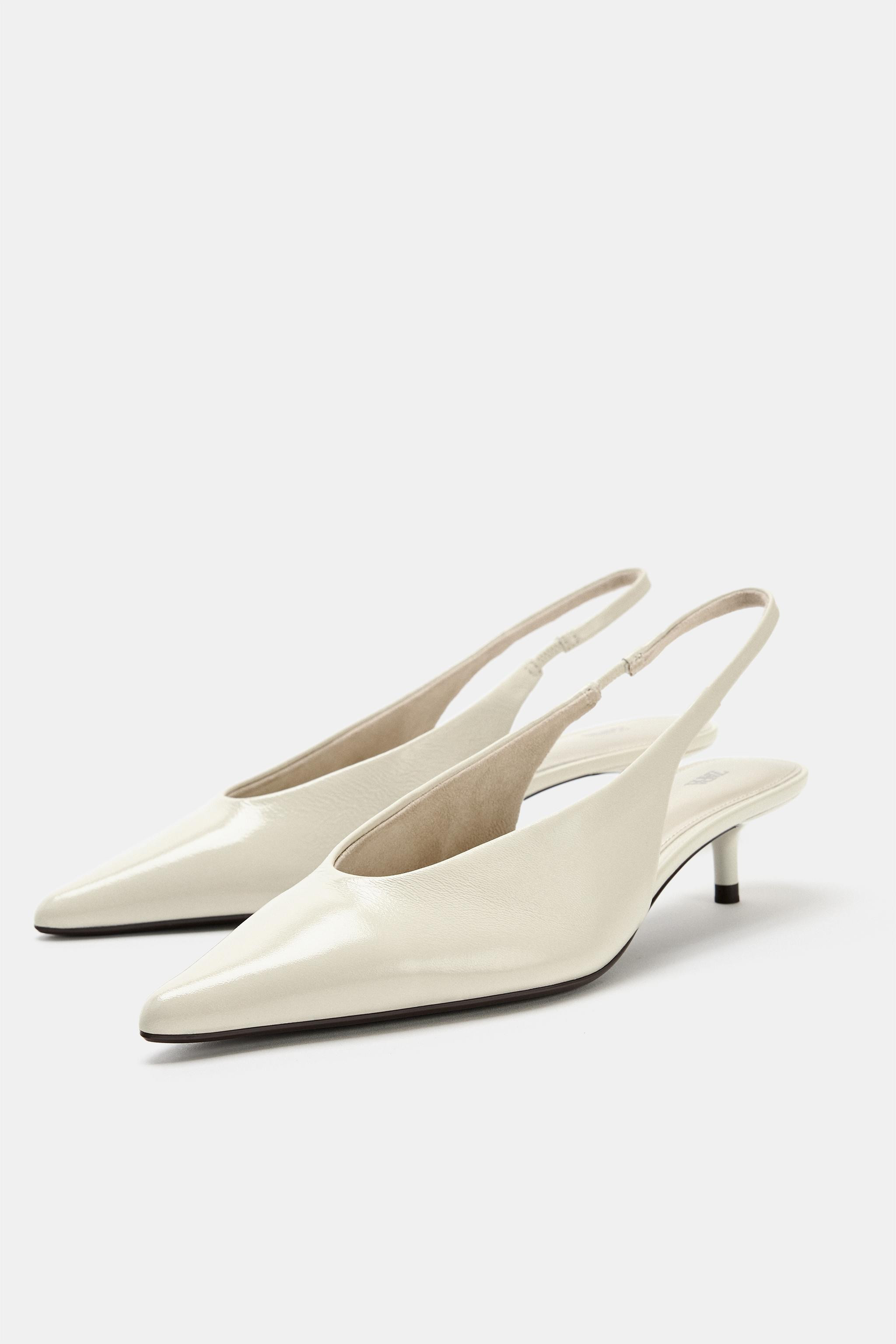 LEATHER KITTEN HEEL SHOES | Zara US